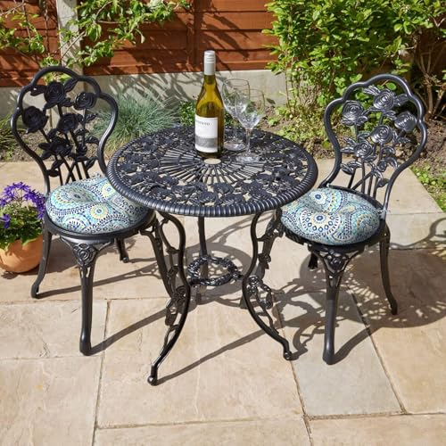 LVTXIII Outdoor Bistro Chair Cushions, 15"x15"x4" Round Patio Chair Cushions, All Weather Tufted Seat Cushions for Patio Furniture Use, Set of 2, Delancey Lagoon - Image 5