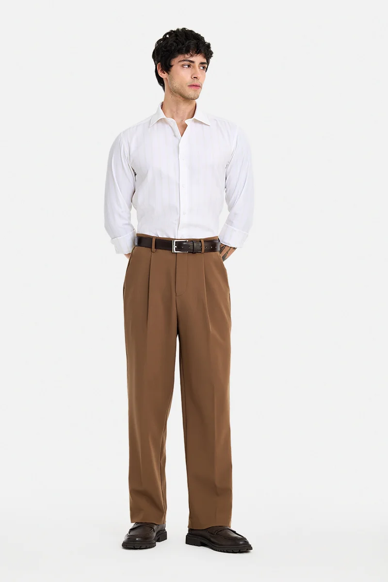 SNITCH White Textured Long Sleeve Slim Fit Shirt