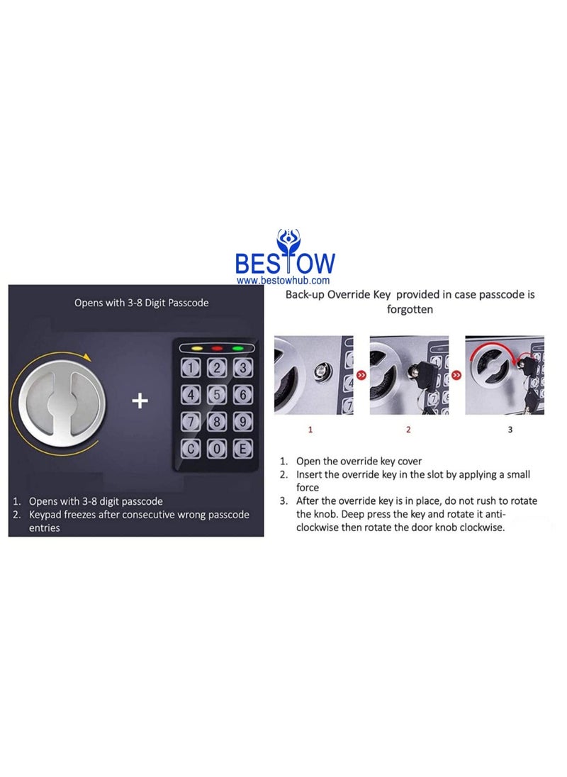 BESTOW Bestow Digital Electronic Safe LockerBox for Home Shops Office and personal use for Jewellery Money Valuables White  - Image 4