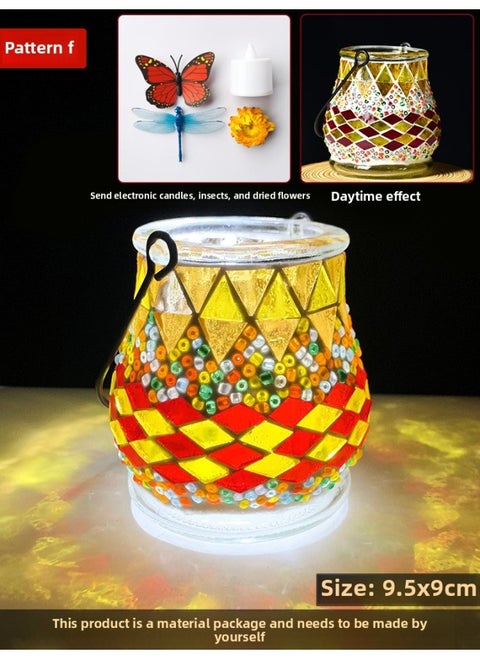 Handmade Diy Mosaic Lantern Material Bag Early Education Parent-child Interactive Creative Group Building Gift Toy Lantern Paste-Color:Pattern F
