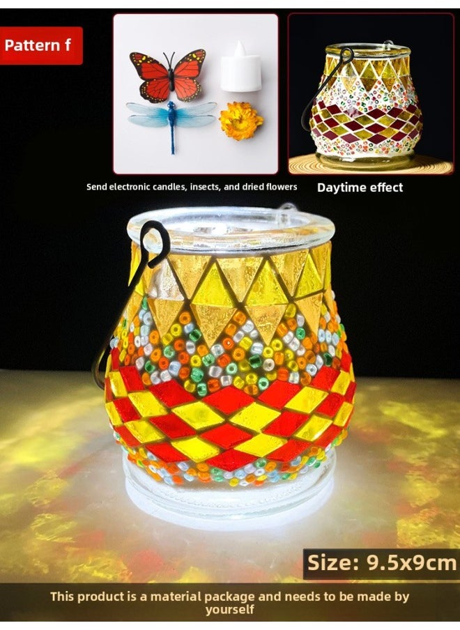 Handmade Diy Mosaic Lantern Material Bag Early Education Parent-child Interactive Creative Group Building Gift Toy Lantern Paste-Color:Pattern F