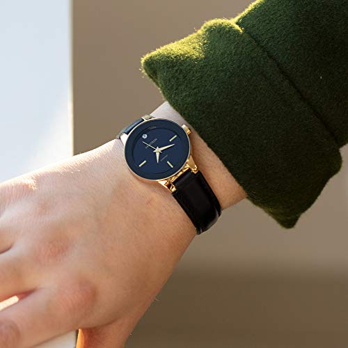 Armitron Women's 75/5410BKGPBK Diamond-Accented Gold-Tone and Black Leather Strap Watch - Image 4