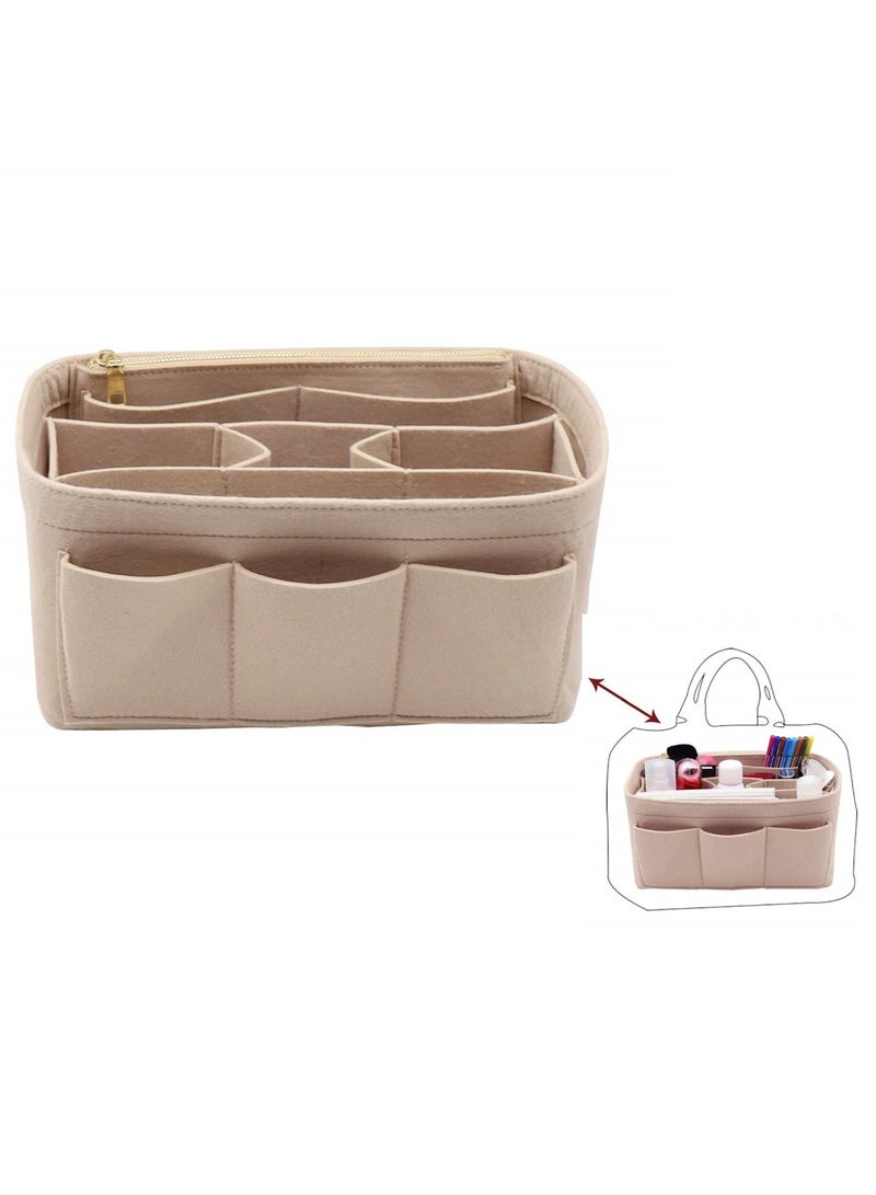 XiuWoo Purse Organizer Insert, Women Felt Bag Organizer Cosmetics Bag Insert, Multi-Pocket Bag in Bag for Womens Handbag Travel Tote Hobo Bag Storage Purse Liner Divider for Any Brand Tote, - Image 1