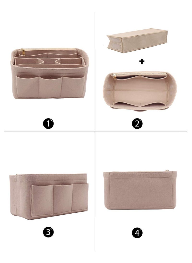 XiuWoo Purse Organizer Insert, Women Felt Bag Organizer Cosmetics Bag Insert, Multi-Pocket Bag in Bag for Womens Handbag Travel Tote Hobo Bag Storage Purse Liner Divider for Any Brand Tote, - Image 2