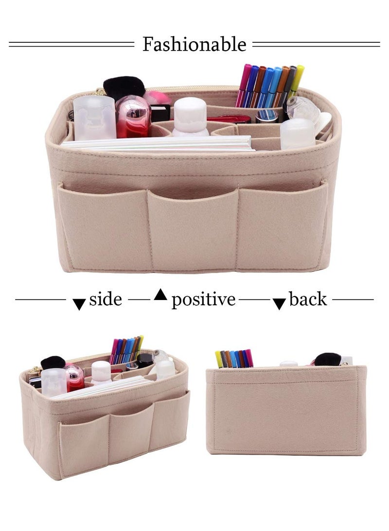 XiuWoo Purse Organizer Insert, Women Felt Bag Organizer Cosmetics Bag Insert, Multi-Pocket Bag in Bag for Womens Handbag Travel Tote Hobo Bag Storage Purse Liner Divider for Any Brand Tote, - Image 5