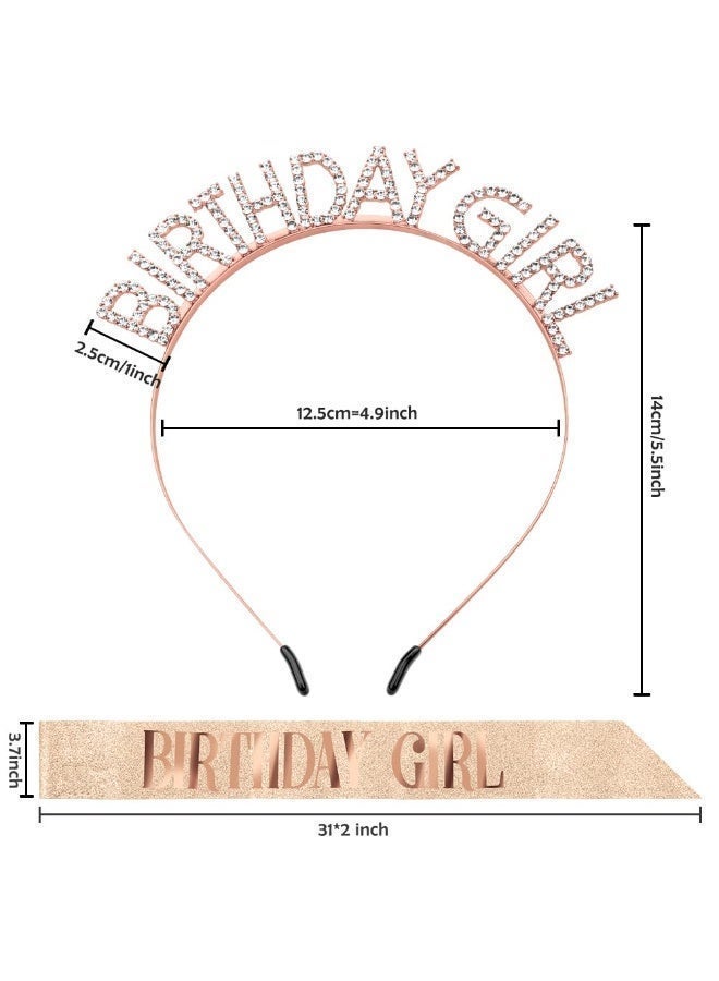 أديلي طقم تاج ووشاح عيد ميلاد، تاج كريستال بلون ذهبي وردي مع وشاح عيد ميلاد، إكسسوارات حفلات الأميرة - Image 4