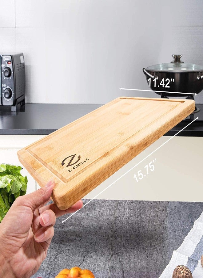 Z GRILLS Selected Bamboo Cutting Board with Deep Juice Groove, 15.7 x 11.4 Inches, Charcuterie and Chopping Butcher Block for Meat - Image 5