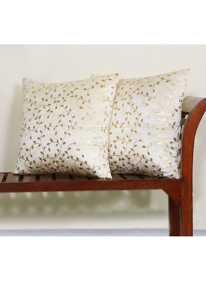 RD TREND RD TREND Velvet Cushion Covers, 40 x 40 cm/16 x 16 inches,250 TC, Back Zipper (2, Cream) - Image 4