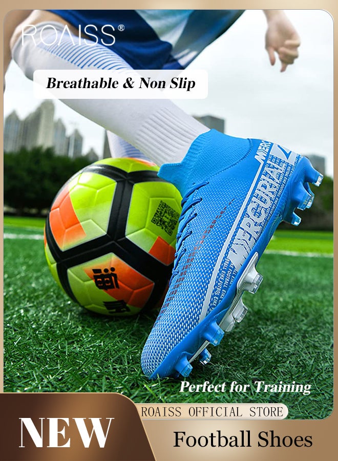 رويس أحذية رياضية للرجال لألعاب القوى، أحذية كرة قدم عالية، أحذية رياضية خفيفة الوزن بمسامير، أحذية رياضية برباط للسباق والقفز، أحذية رياضية احترافية للركض بمسامير - Image 2