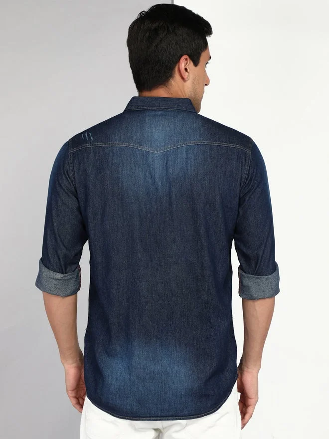 Kuons Avenue  KUONS AVENUE Men Blue Denim Buttoned Shirt for Men | Best Price UAE