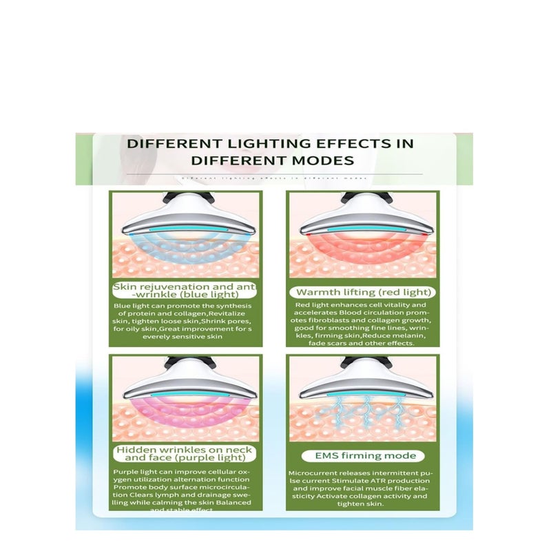Zikra Dispozitiv Facial Multifunctional, Ingrijire Fata, Gat si Decolteu, Reducerea Ridurilor, Hidratare, Masaj Facial, Terapie cu Fotoni si Vibromasaj, Efect Anti-imbatranire, Incarcare USB - Image 5