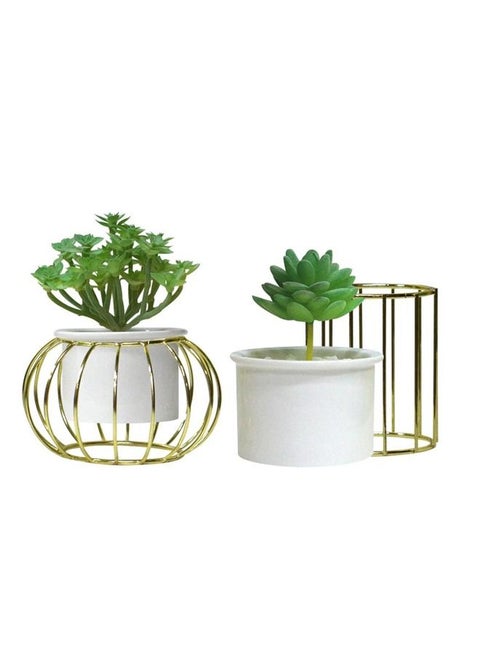 2 Pieces Artificial Flowers With Flower Vase Home Decoration Originality Office Cabins Tables