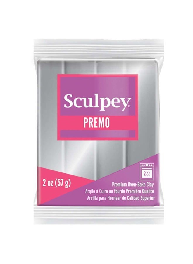 Sculpey طين بريمو™ البوليمر للخبز في الفرن، فضي، غير سام، 2 أونصة، رائع لصنع المجوهرات، العطلات، الأعمال اليدوية، الوسائط المختلطة ومشاريع الديكور المنزلي. طين متميز مثالي لصانعي الطين والفنانين. - Image 1
