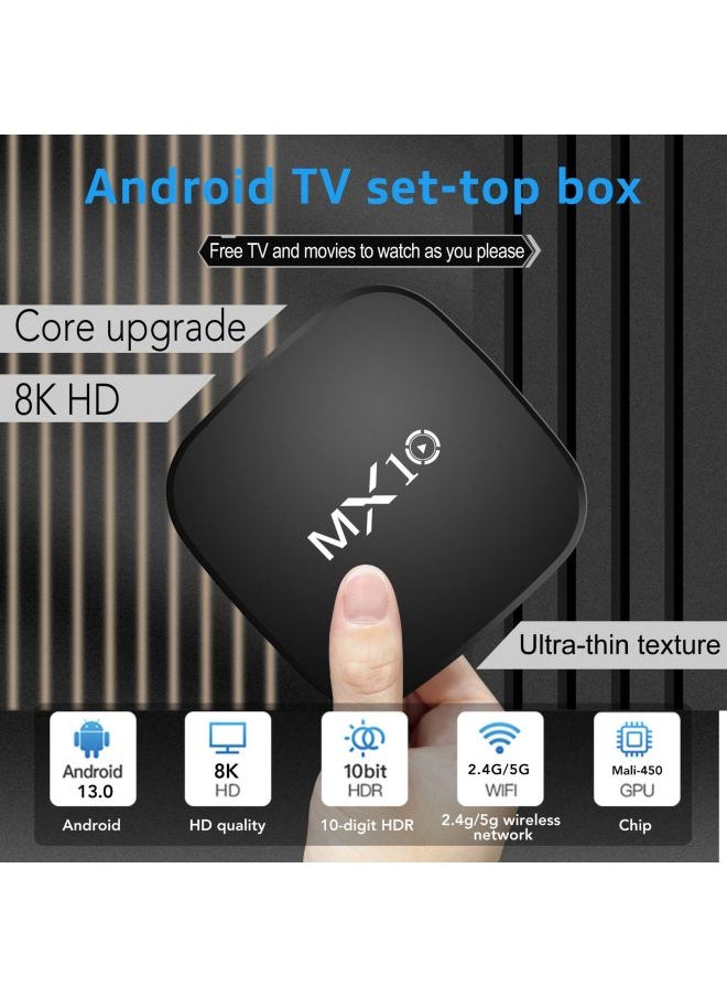 Generic Network Set-top Box MX10-8K TV Box Android 13 Network Player Voice Remote Control-Color:Us Standard 4+64  - Image 2