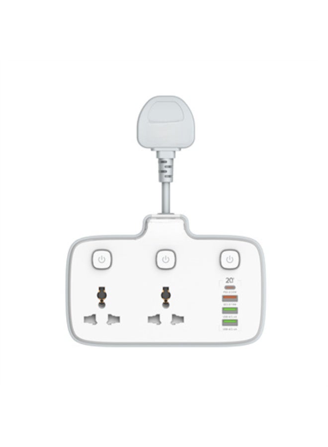 ريبنيو محول متعدد المقابس، محول شاحن حائط متعدد المقابس ثنائي الاتجاه مع منفذ PD ومنفذ QC3.0 ومنفذين تلقائيين، مقبس طاقة 2500 وات للمنزل والمكتب والمزيد - Image 1