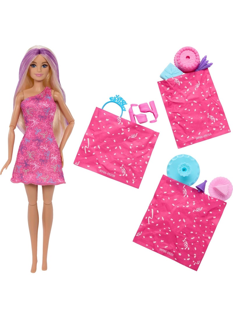 Barbie Party Unboxed Surprise And Slide JKF66 , Accessories, Pet Birthday Series with 12 Surprises - Image 4