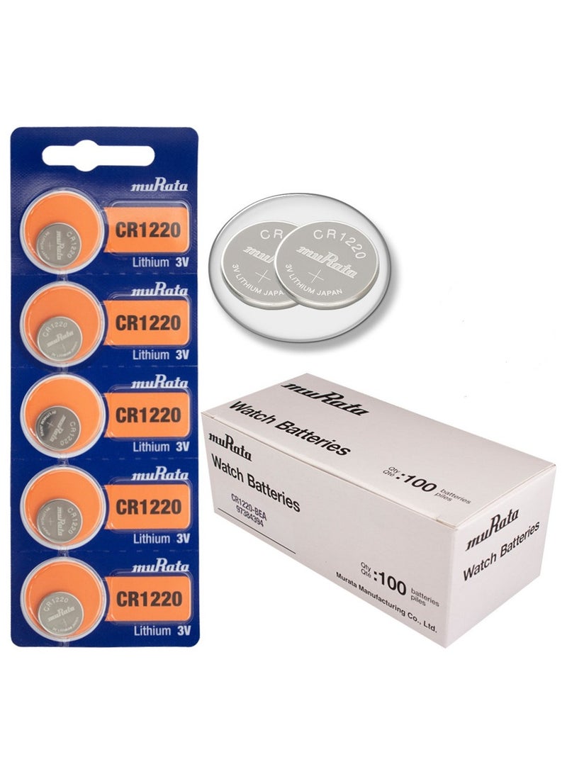 muRATA 100-Pieces Murata CR1220 Lithium 3V (muRata) Japan Batteries 
