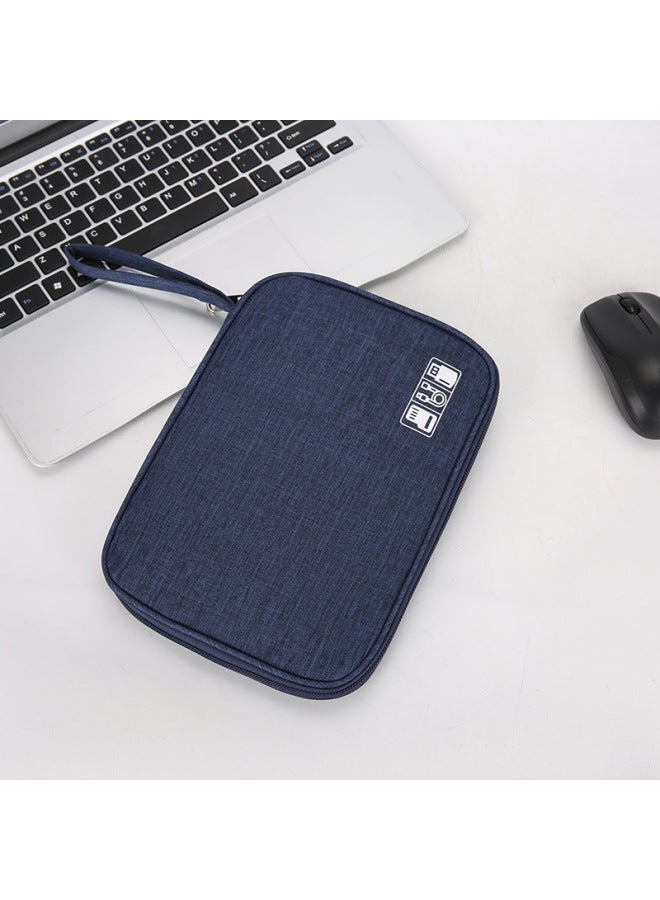 Data Cable Storage Bag Headset Digital Bag Power Charger U Disk Multi-functional Travel Portable Storage Bag-Color:Navy Blue  - Image 1