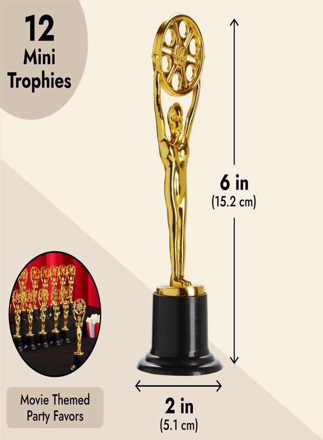 Juvale Mini Trophies - Film Reel Awards - Mini Trophy Party Favors - Trophy Award Pack - Pack of 12, 6.1 in Height, Gold & Black - Image 4
