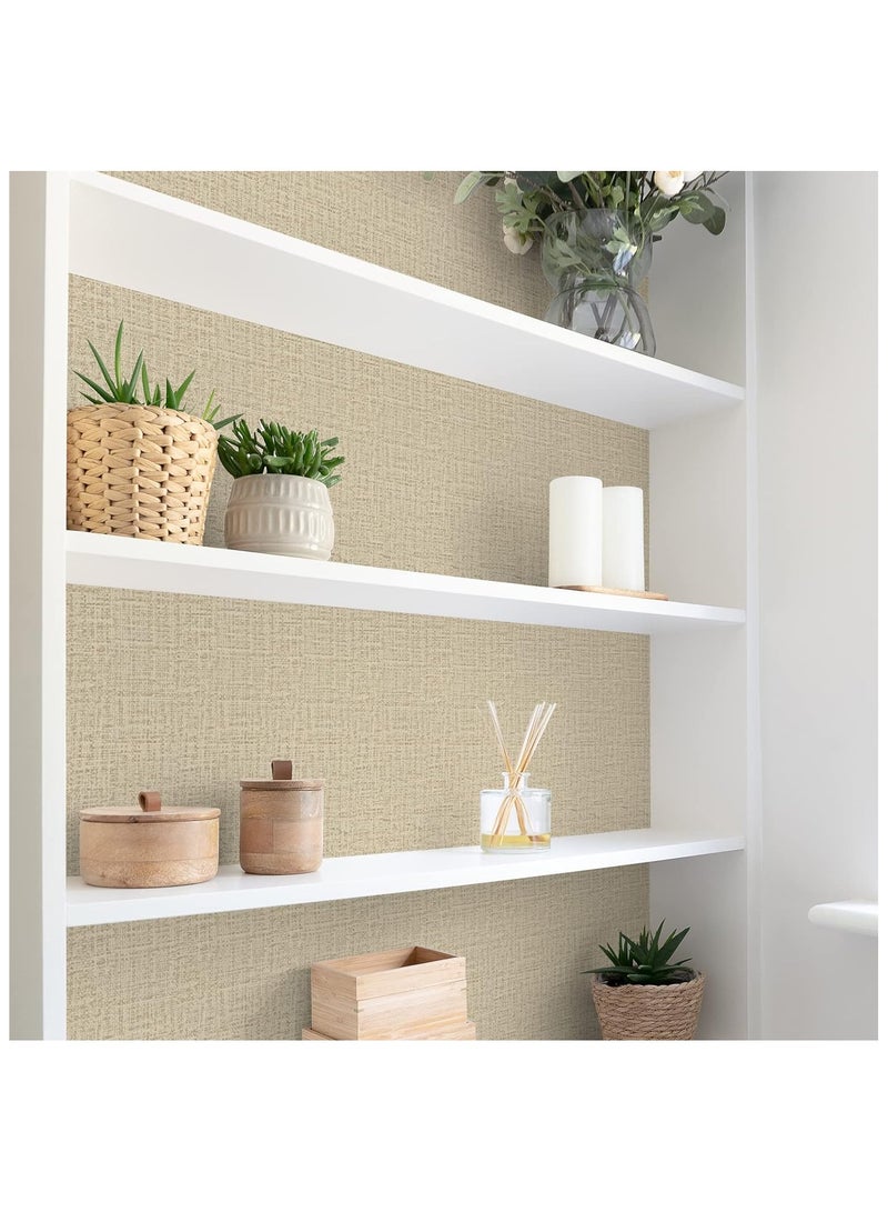 آنا ورق جدران ذاتي اللصق مقاوم للماء والرطوبة من قماش الكتان لتزيين الحمامات والفنادق - Image 3