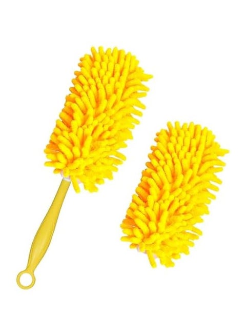 2 Pack Yellow Washable Duster Pads Compatible with Swiffer Duster Handle - Reusable Refills (Handle Not Included)