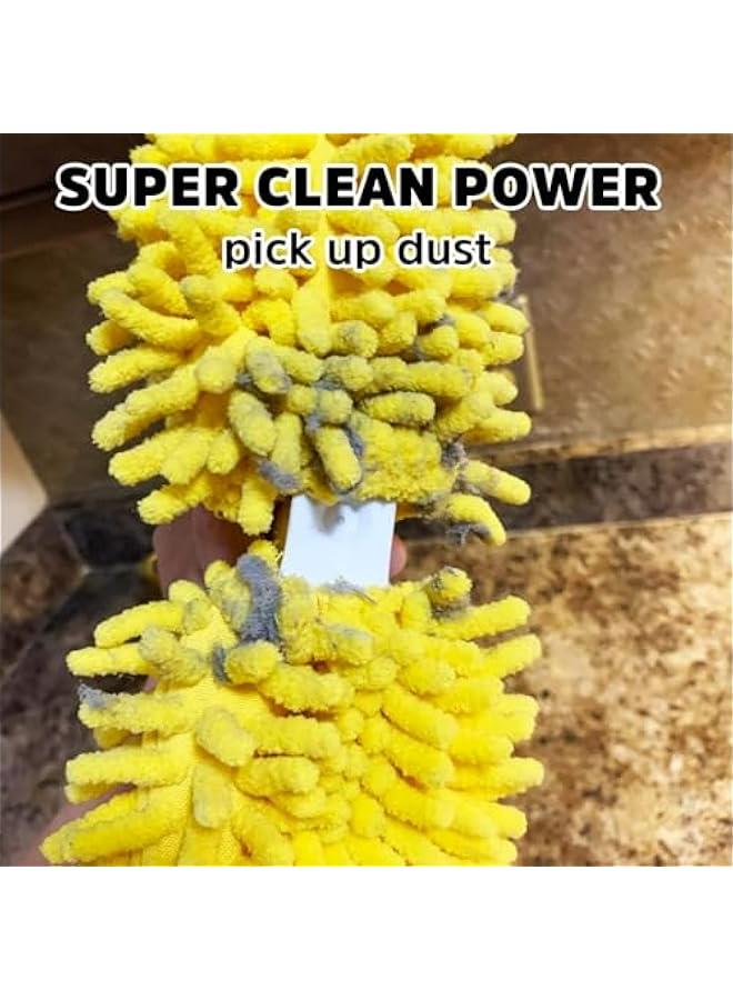 2 Pack Yellow Washable Duster Pads Compatible with Swiffer Duster Handle - Reusable Refills (Handle Not Included)