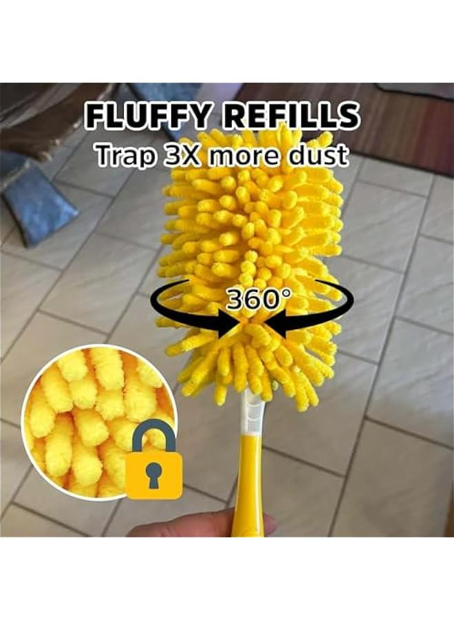 2 Pack Yellow Washable Duster Pads Compatible with Swiffer Duster Handle - Reusable Refills (Handle Not Included)