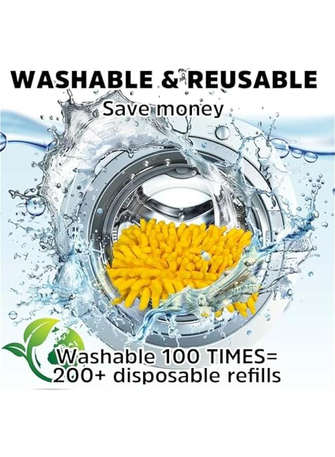 2 Pack Yellow Washable Duster Pads Compatible with Swiffer Duster Handle - Reusable Refills (Handle Not Included)
