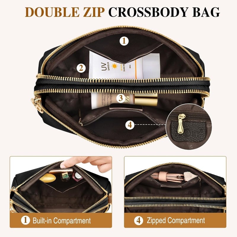 Crossbody Bag for Women, Genuine Leather Handbag Shoulder Bag with Adjustable Wide Strap, Black, Lightweight and Durable Design - Image 4