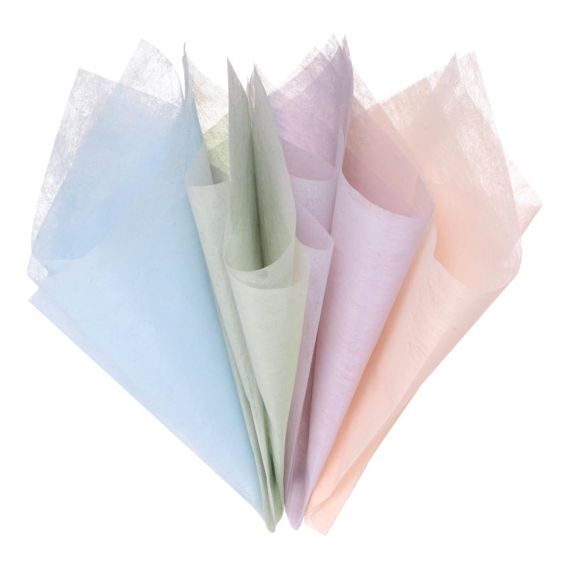 M METERXITY 152 Sheet Korean Cotton Wrapping Flower Paper - Floral Wrapping Paper Waterproof Bouquet Wrapping Paper Apply to Gift Packaging(11.8x11.8inches, Green+Purple+Pink+Blue) - Image 1
