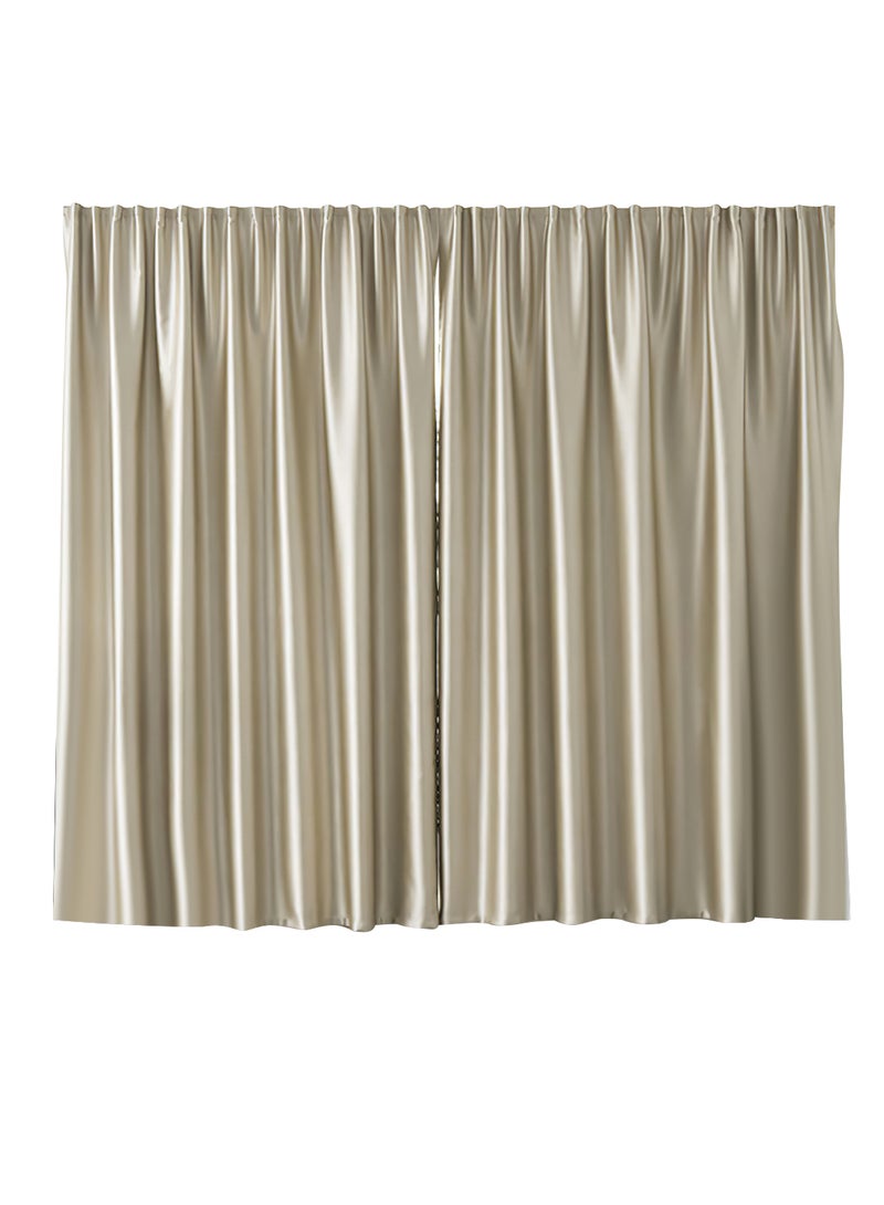Velcro High Blackout Curtains, 1 Panel Without Rods and Thermal Insulated Window Curtains for Bedroom and Living Room (Beige 150W x 200H cm) - Image 1