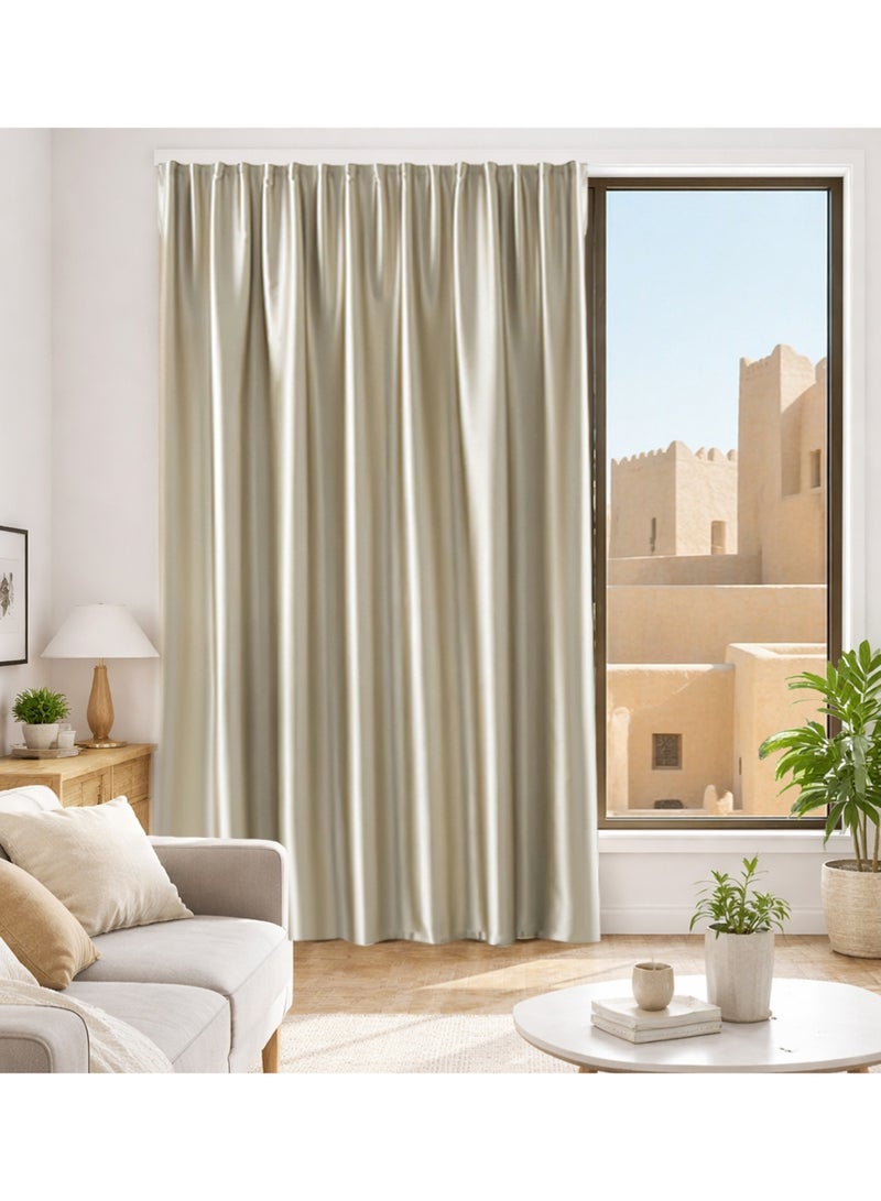 Velcro High Blackout Curtains, 1 Panel Without Rods and Thermal Insulated Window Curtains for Bedroom and Living Room (Beige 150W x 200H cm) - Image 1