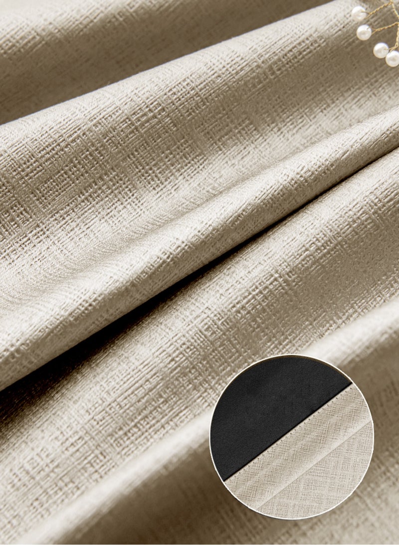Velcro High Blackout Curtains, 1 Panel Without Rods and Thermal Insulated Window Curtains for Bedroom and Living Room (Beige 150W x 200H cm) - Image 3