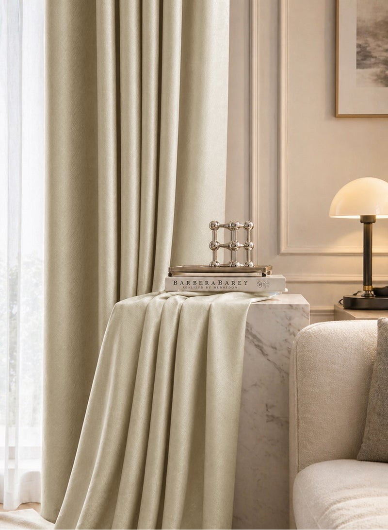 Velcro High Blackout Curtains, 1 Panel Without Rods and Thermal Insulated Window Curtains for Bedroom and Living Room (Beige 150W x 200H cm) - Image 2