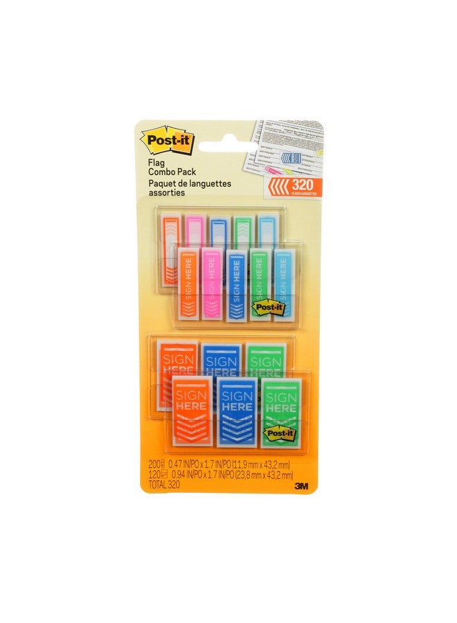 Post-it Flags Combo Pack, 1/2" And 1", Assorted Bright Colors, 320/Pack (680Sh4Vaotg) - Image 1