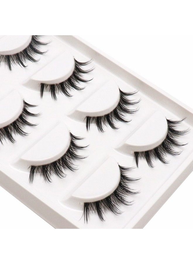 Veleasha Manga Lashes with Clear Band 5 Pairs Pack False Eyelashes Natural Look Japanese Style Spike Anime Lashes : Style 009 - Image 5