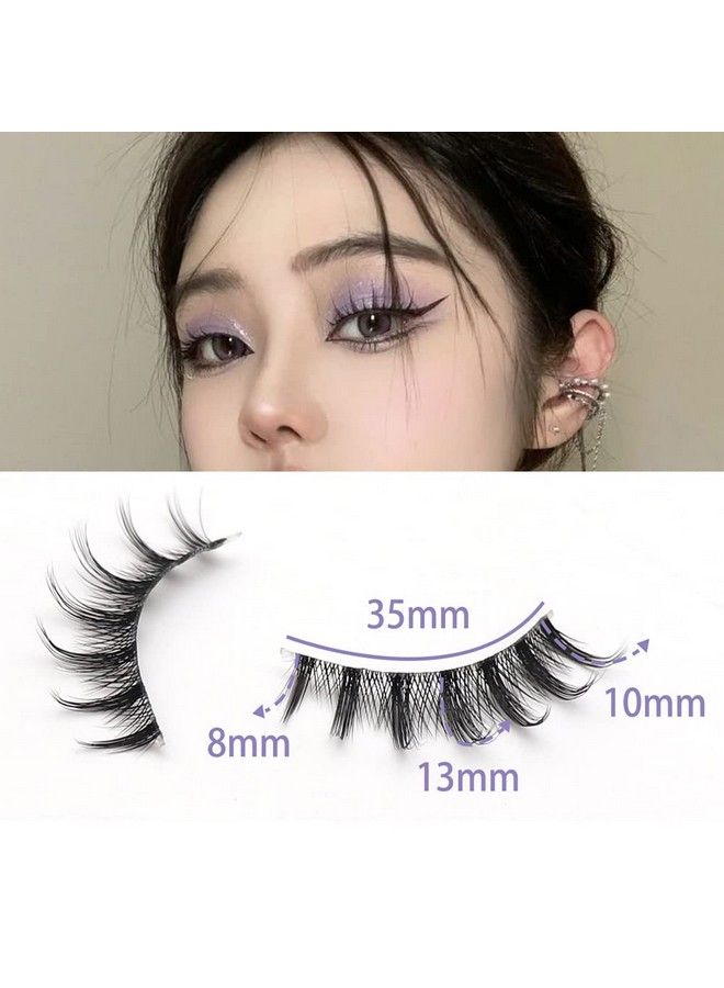 Veleasha Manga Lashes with Clear Band 5 Pairs Pack False Eyelashes Natural Look Japanese Style Spike Anime Lashes : Style 009 - Image 4