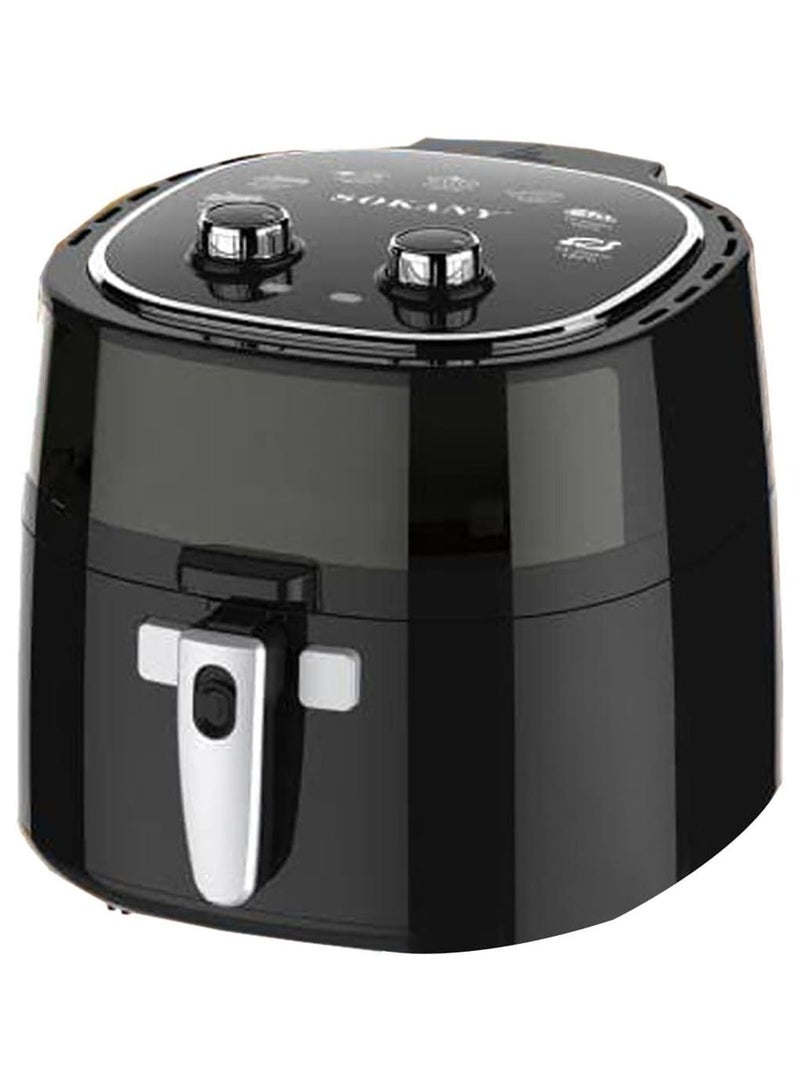 سوكاني مقلاة هوائية صحية من سوكاني SK-8016، سعة 8.0 لتر، مزودة بنافذة مرئية، وخلط تلقائي، وقوة 1800 واط - أسود/فضي - Image 1