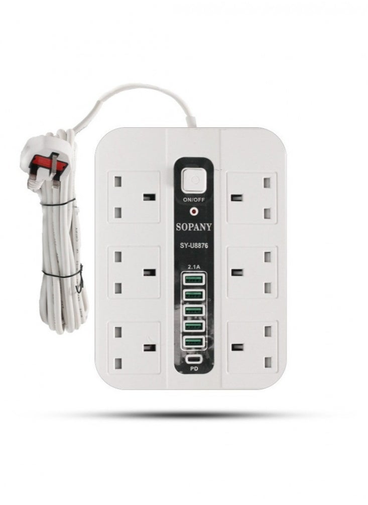 SOPANY Multi outlet smart power strip 6 usb5 plug 1 tbc 3m 