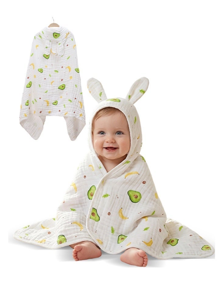 مناشف الطفل لمجموعة المواليد حديثي الولادة، مناشف حمام الطفل المغطاة بنسبة 100٪ من القطن، هدايا الحمام الأساسية للطفل الرضع الممتصة الناعمة، الأخضر والأبيض، الأفوكادو - Image 2