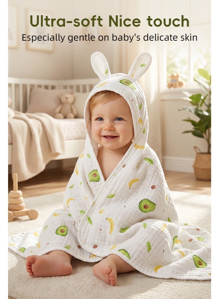 مناشف الطفل لمجموعة المواليد حديثي الولادة، مناشف حمام الطفل المغطاة بنسبة 100٪ من القطن، هدايا الحمام الأساسية للطفل الرضع الممتصة الناعمة، الأخضر والأبيض، الأفوكادو - Image 1