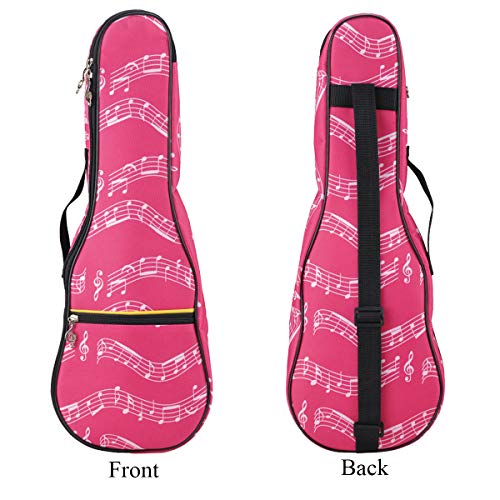 PUNK Ukulele Soprano Bag,Ukulele Case 21" Waterproof Oxford Musical Note Case Single Shoulder Backpack with Adjustable Straps (Pink) - Image 3