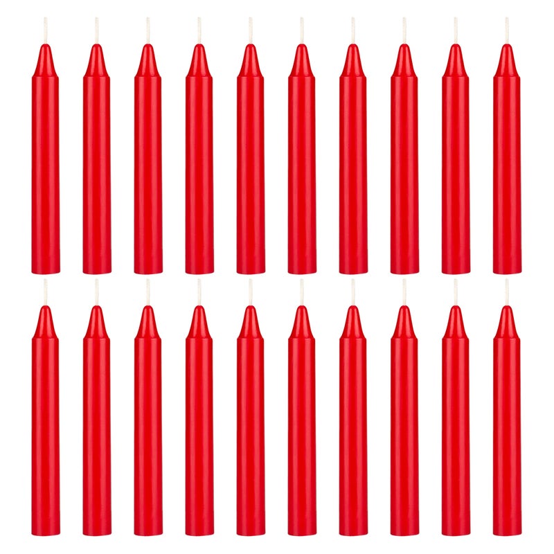 Mega Candles 20 pcs Unscented Red Exquisite Mini Taper Spell Candles 4 Inch Tall x 12 Inch Diameter Magic Chimes Enchantment Casting Rituals Witchcraft Wiccan Altar Metaphysical