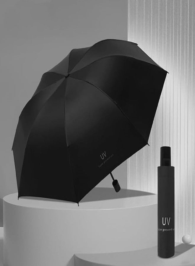 Urshigar Automatic Umbrella, Windproof Travel Umbrella for Rain, Auto Open Close Compact Folding Umbrella, Sun Protection Tote with Black Coating for Women Men (Black) - Image 2