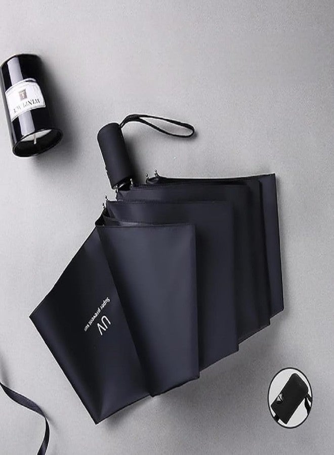 Urshigar Automatic Umbrella, Windproof Travel Umbrella for Rain, Auto Open Close Compact Folding Umbrella, Sun Protection Tote with Black Coating for Women Men (Black) - Image 4