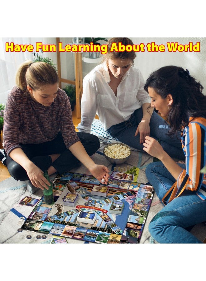 Funwares السفر حول العالم - لعبة التريفيا اللوحية. للأطفال، المراهقين، البالغين. تعليمية. 50 وجهة سفر عالمية رائدة. برج إيفل، الكولوسيوم، الجيزة، الفاتيكان، تاج. لعبة الكشافة، لعبة عائلية. للأعمار من 8 إلى 99. - Image 4
