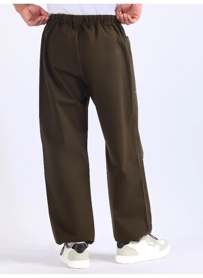 Beyoung Coffee Brown Double Pleated Cargo Joggers