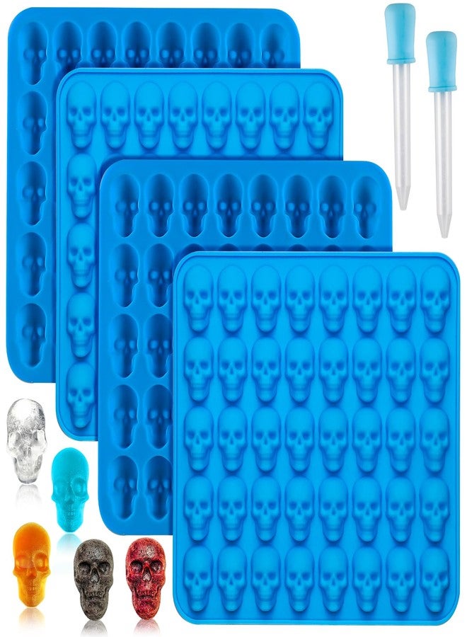 Sidosir 4Pcs Gummy Skull Chocolate Molds, Gummy Skull Candy Molds, Non-stick Silicone Candy Molds with 2 Droppers - Image 1