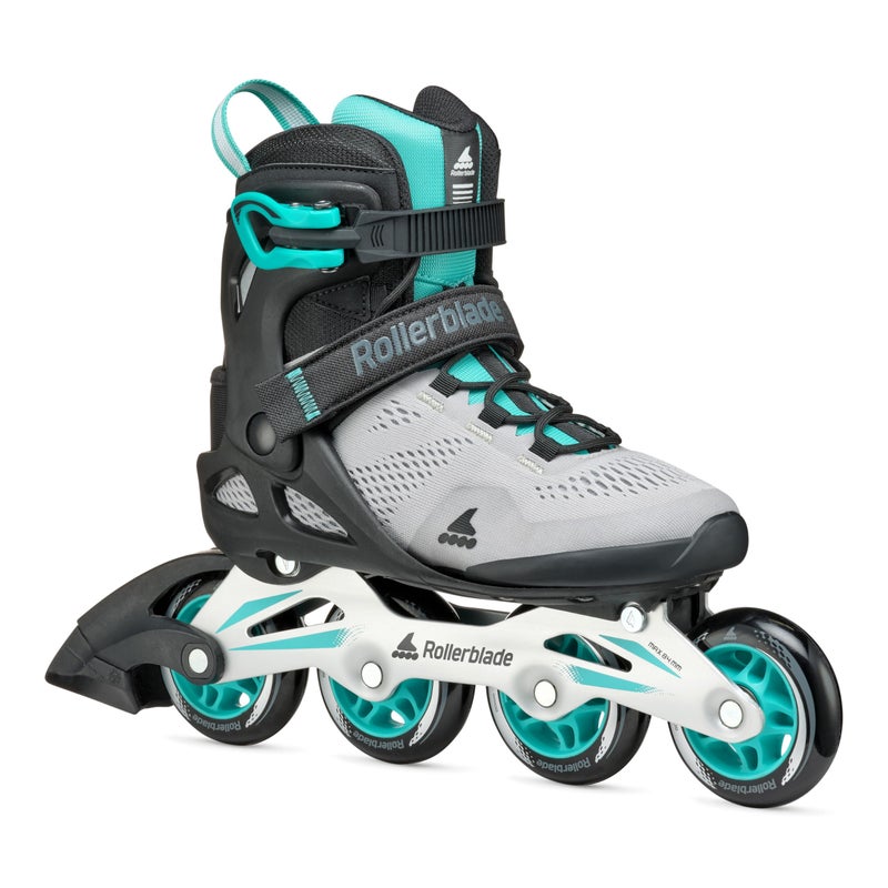 Rollerblade Macroblade 80 Womens Adult Fitness Inline Skate Grey and Teal Blue Performance Inline Skates