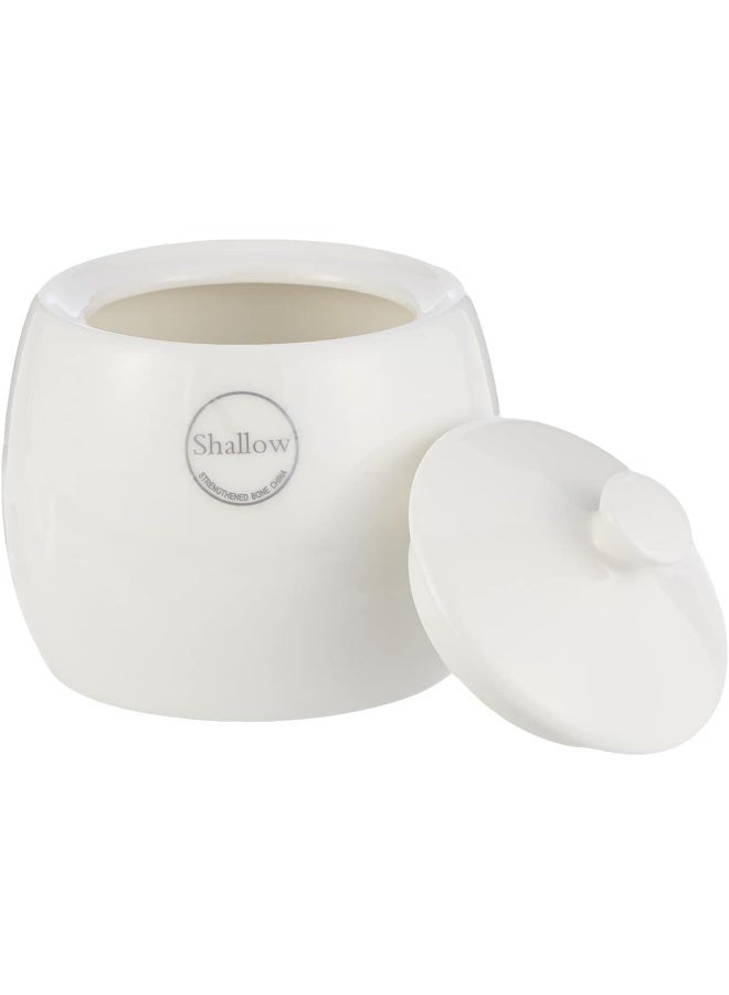 Shallow Bone China Hospitality Sugar Bowl (8 cm, White) – Elegant Sugar Pot with Lid for Tea & Coffee | Lightweight, Durable & Easy to Clean - Image 2